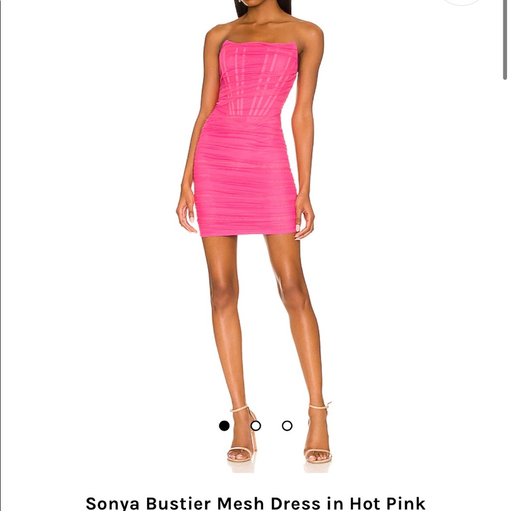 superdown Hot Pink Strapless Bustier Mesh Mini Dress